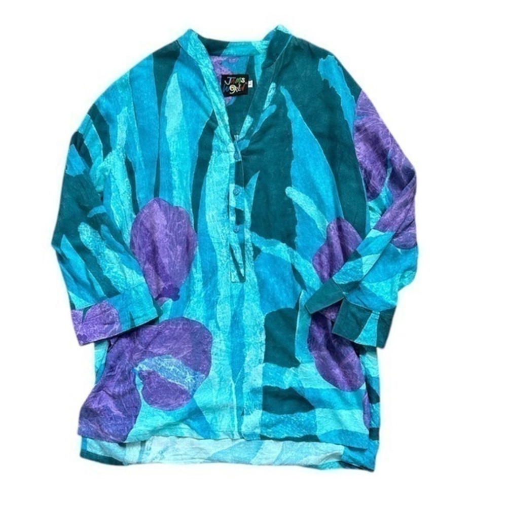 Jams World Blue Purple Top Blouse Size Large